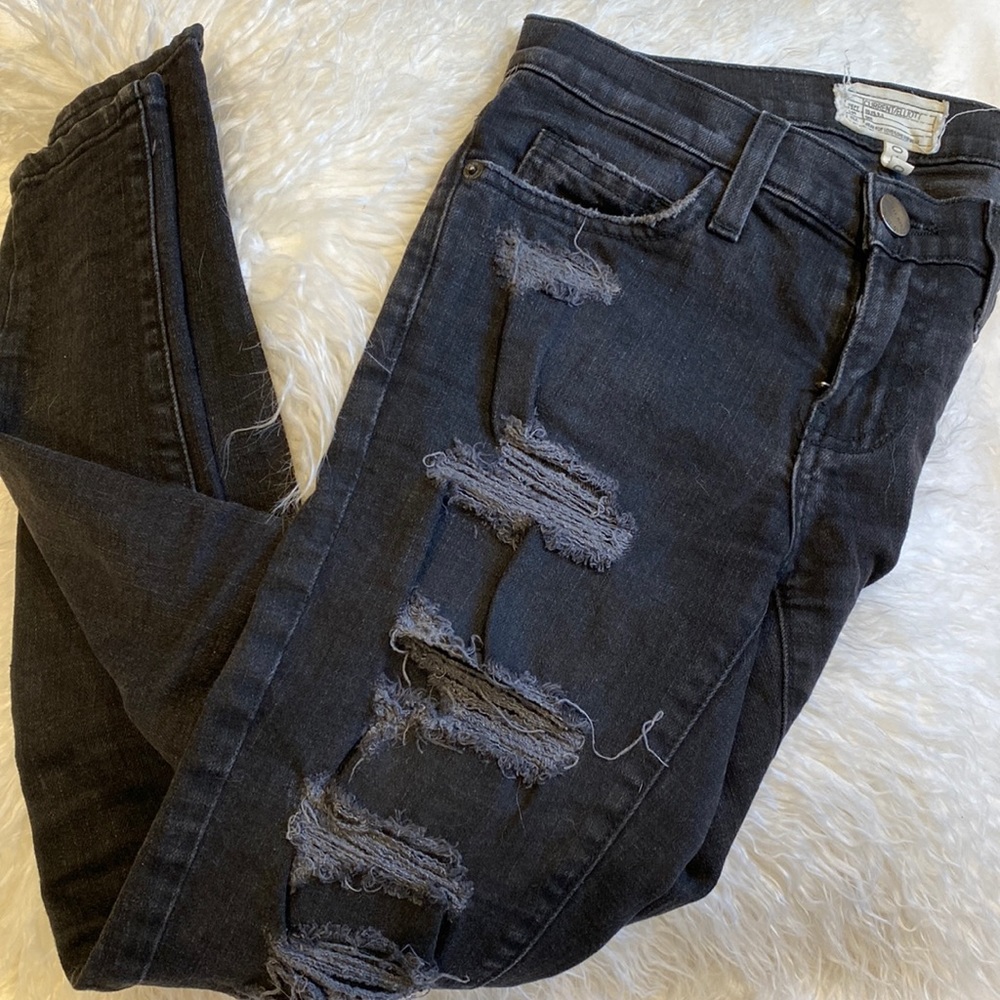 Current Elliott black ripped skinny jeans size 24